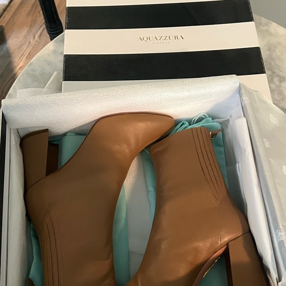Aquazzura Saint Honore Camel Block Heel 37 - Picture 6 of 6